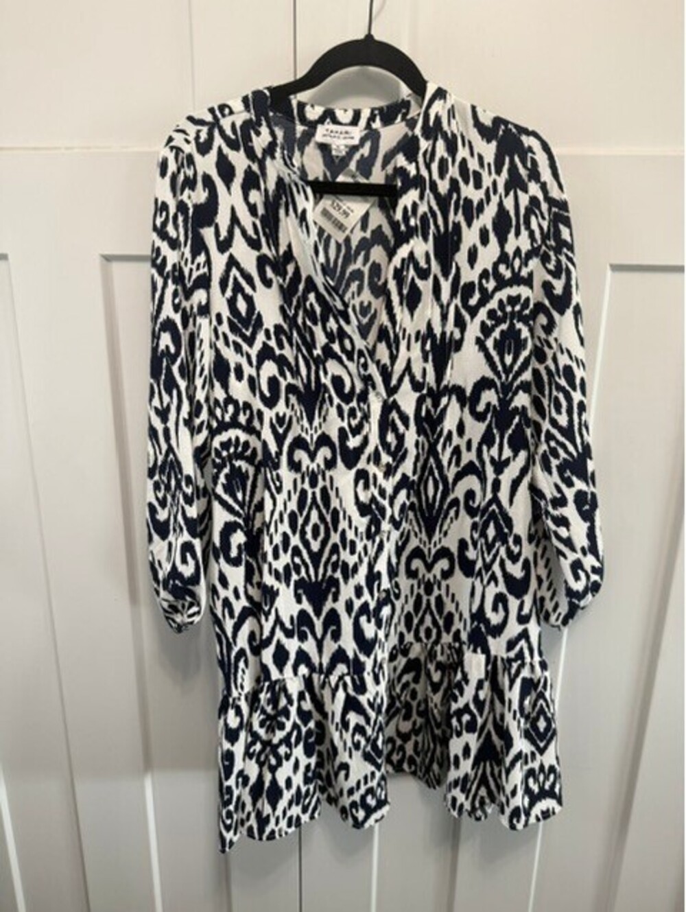 NWT Tahari mini dress oversized Navy and cream ruffle size Medium